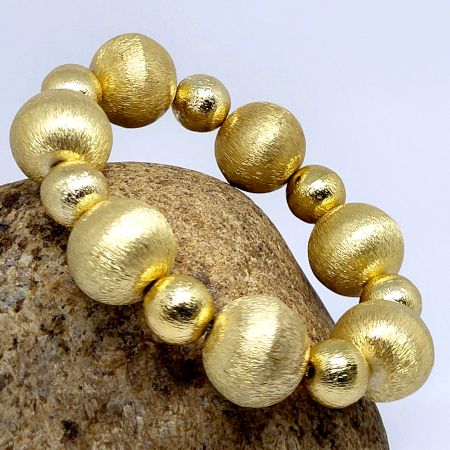 22k gold plated metal ball bracelet, Stretchable bracelet, For women